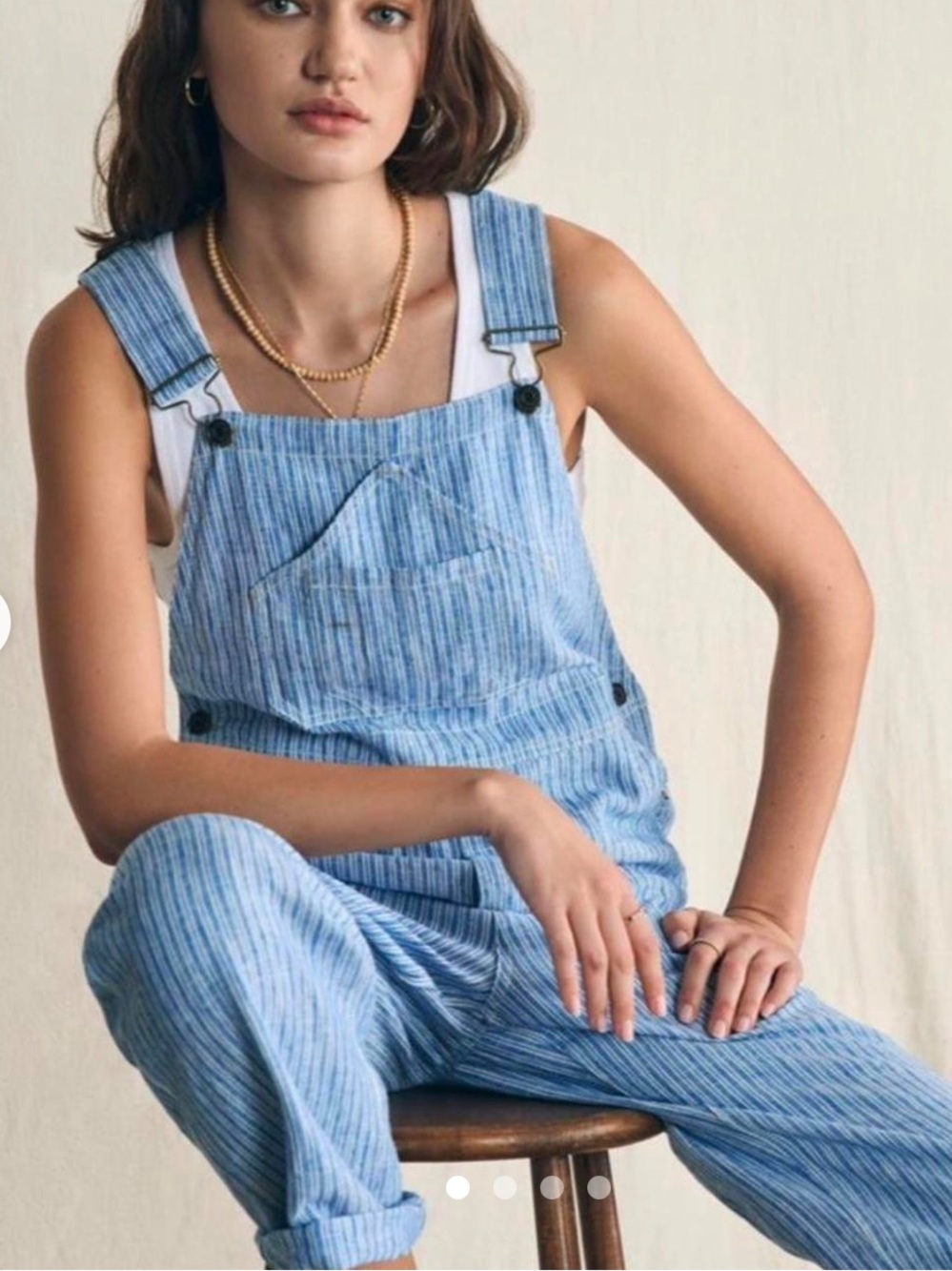 Faherty Light Blue Pinstriped Overalls